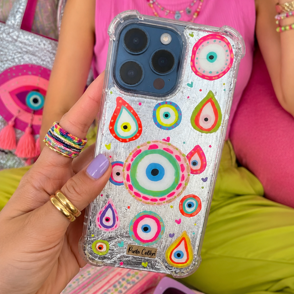 Ojo turco pastel-plateado