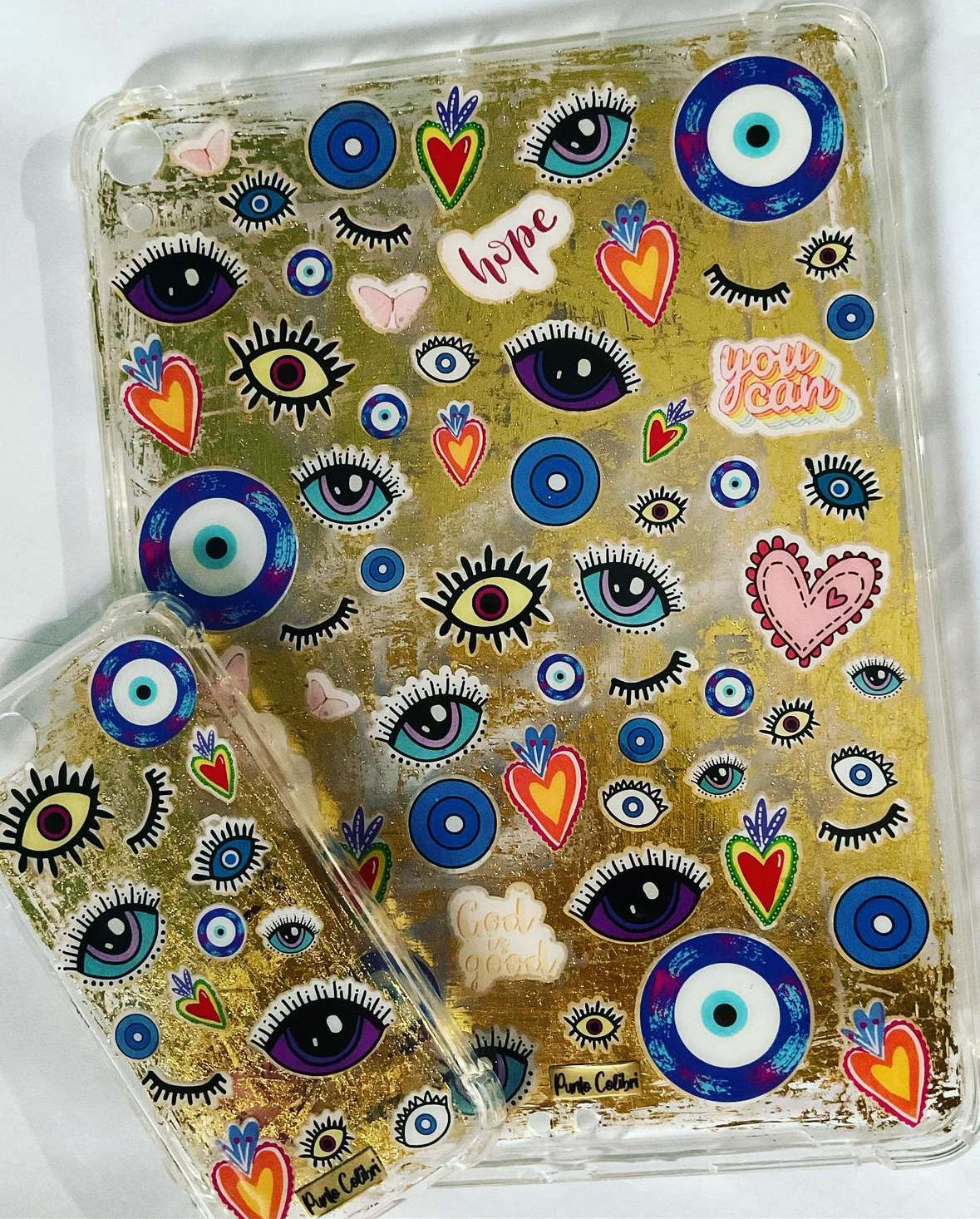 Ojo turco de stickers dorado
