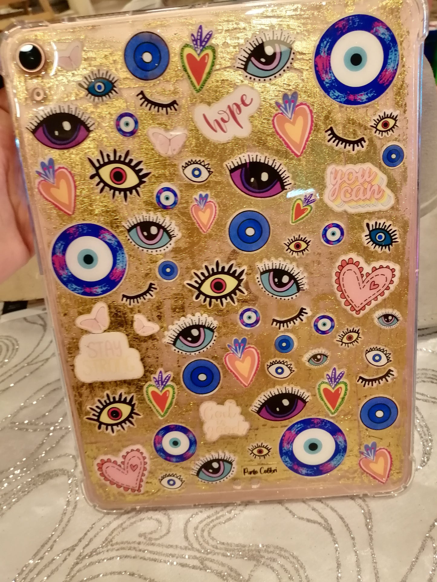 Ojo turco de stickers dorado