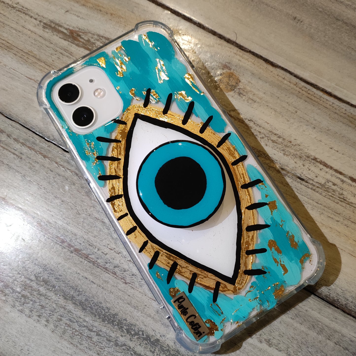 Ojo turco turquesa con pop socket