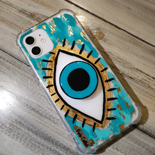 Ojo turco turquesa con pop socket