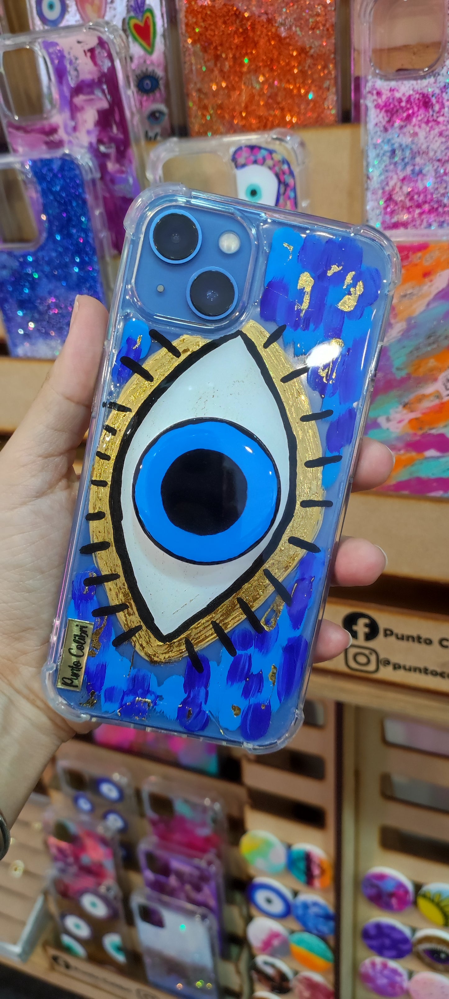 Ojo turco azul con pop socket